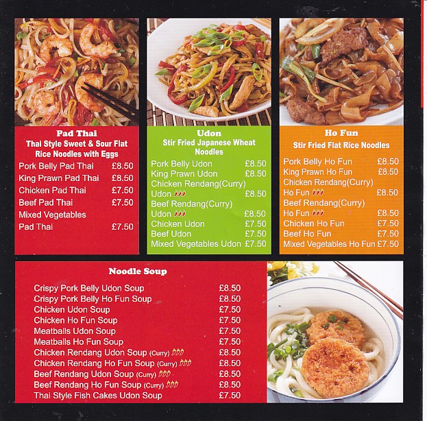 Menu of Fusion King Aberystwyth