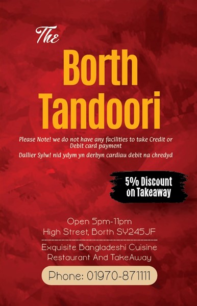 Menu of Borth Tandoori, 