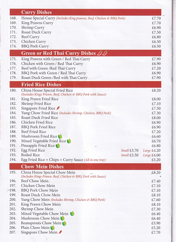 China House Menu Bow Street 