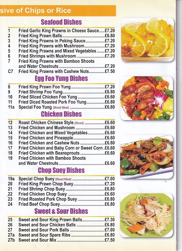 Dragon House Chinese menu, Fishguard
