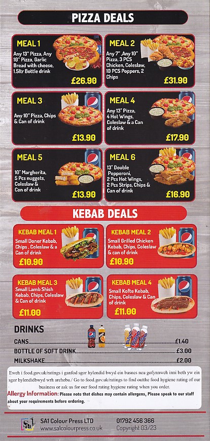 usa takeaway menu Fishguard