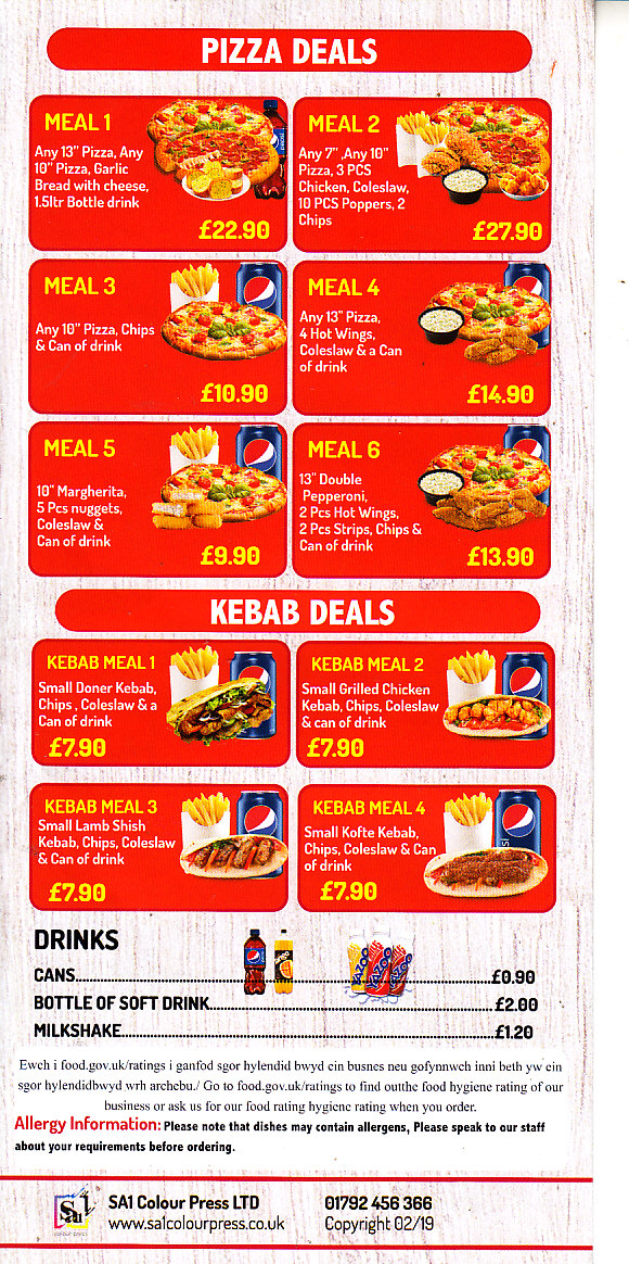 usa takeaway menu Fishguard