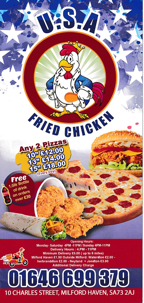 USA Fried Chicken Milford Haven menu