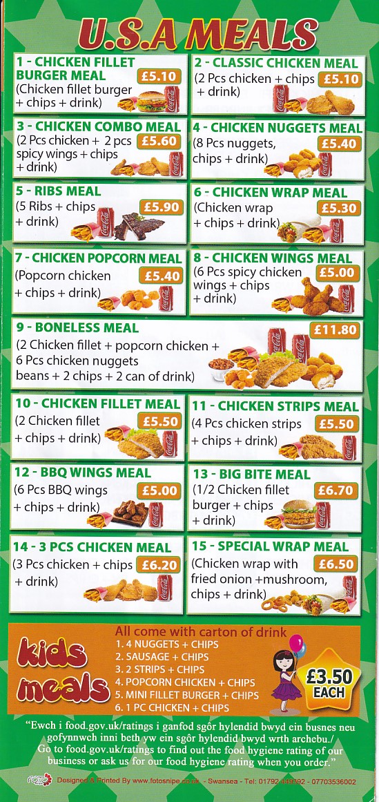 usa wings menu