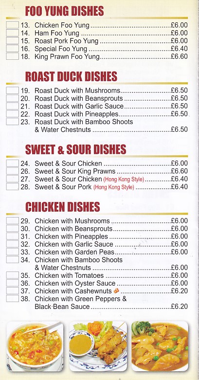 Menu of Dragon Palace,Chinese Takeaway in Newquay Ceredigion