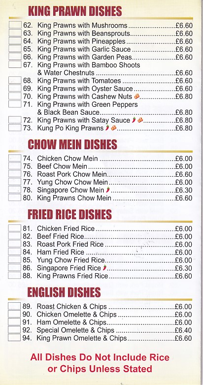 Menu of Dragon Palace,Chinese Takeaway in Newquay Ceredigion