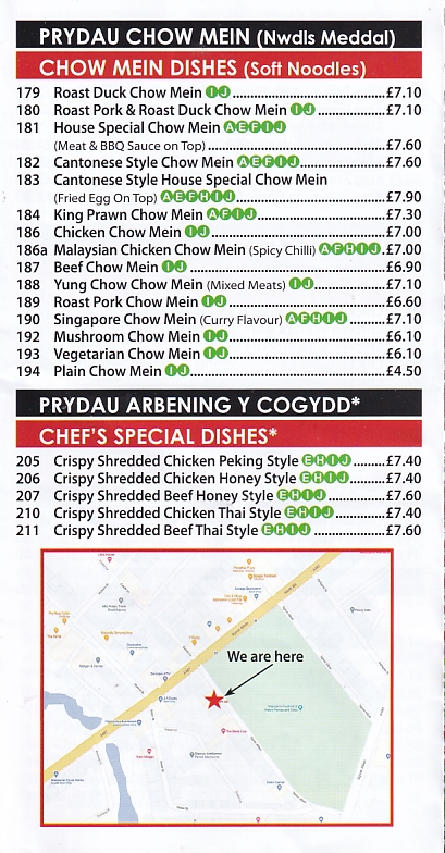 Menu of Pam Lai,Chinese Takeaway in Aberaeron