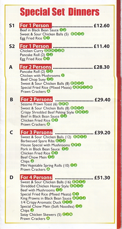 Menu of Pam Lai,Chinese Takeaway in Aberaeron