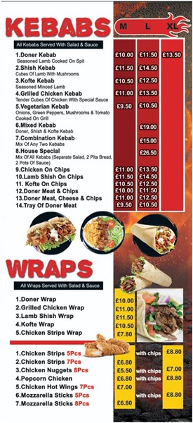 Menu of xxxxx