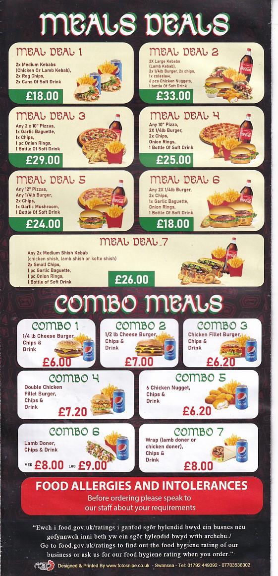 Menu of Pizza Milano Takeaway in Aberaeron