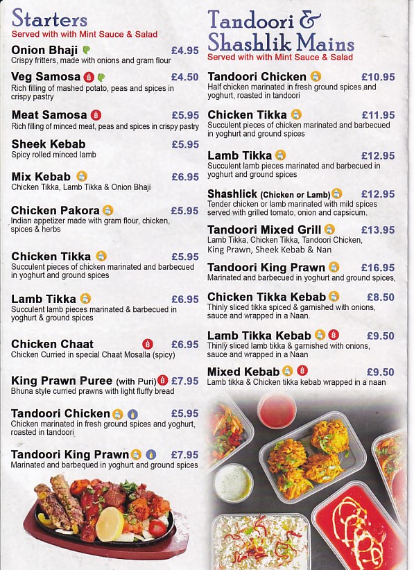 Menu of Saagar Tandoori Takeaway in Aberaeron