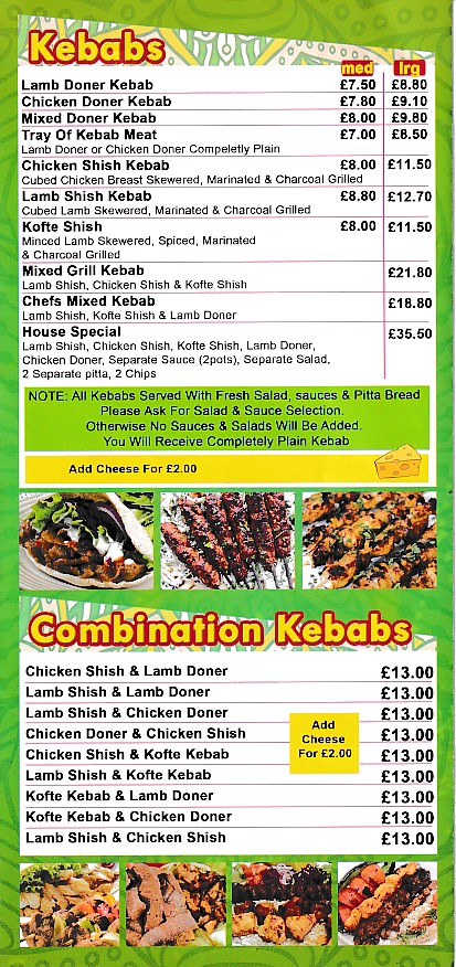 Menu of Istanbul  Pizza Takeaway Aberystwyth