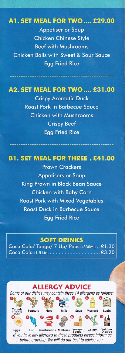 Menu of Brother's House chinese takeaway Neyland SA73