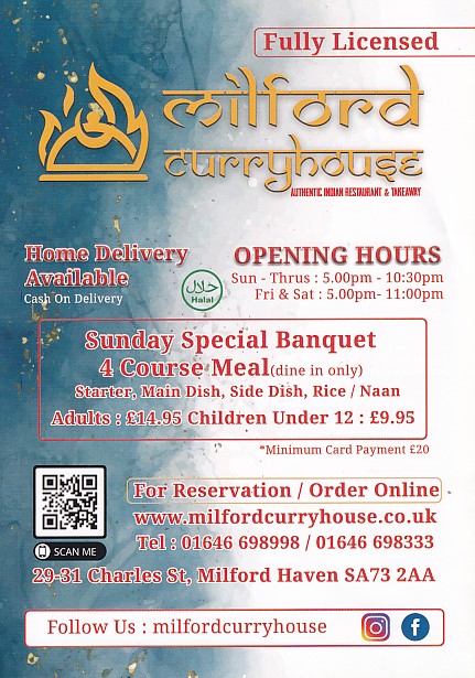 Menu of MILFORD Curry House