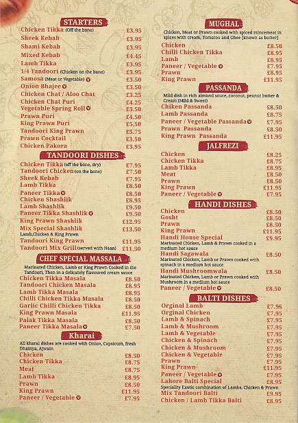 Menu 2 of MILFORD Curry House