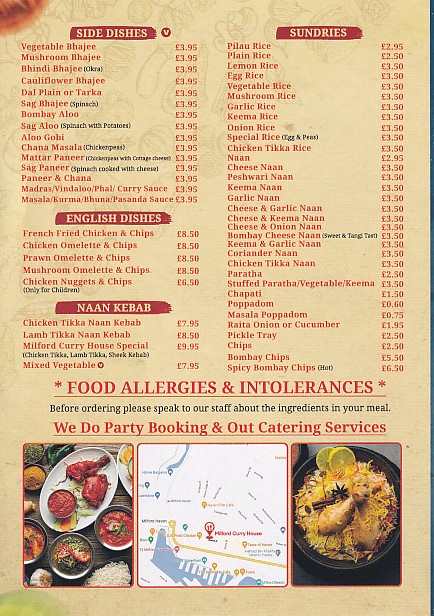 Menu4 of MILFORD Curry House